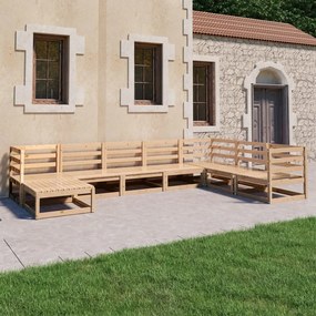 vidaXL 8 pcs conjunto lounge de jardim pinho maciço