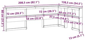 Estante cabeceira forma de L 120 cm madeira pinho maciça branco