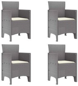 Cadeiras de Jardim com Almofadas 4 pcs Cinzento-claro