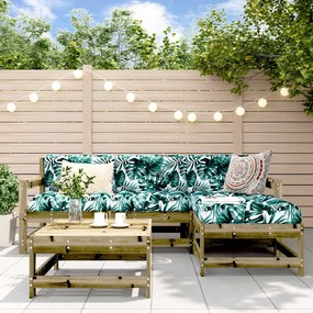 5 pcs conjunto lounge de jardim c/ almofadões pinho impregnado