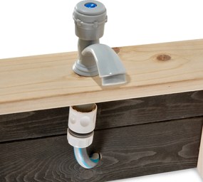 Caixa de areia de madeira para crianças exterior com cozinha Aksent 200 x 140 cm cinzenta