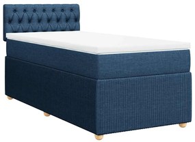 Cama com molas/colchão 90x200 cm tecido azul
