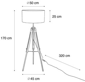Candeeiro de Pé Tripod em Latão com Abajur em Veludo Verde 50cm - Cortin Clássico / Antigo,Rústico