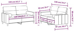 2 pcs conjunto de sofás com almofadas tecido cinzento-escuro
