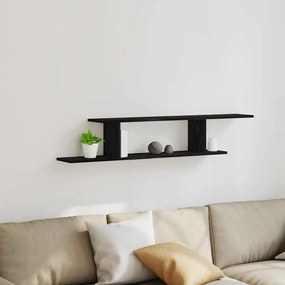 Prateleira de TV Montada na Parede vidaXL Preta em Carvalho 125x18x23