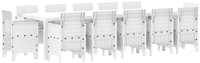 Conjunto de Jantar para Jardim 13 pcs Branco e Cinza Claro