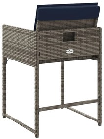 Cadeiras de jardim com almofadões 4 pcs vime PE cinzento