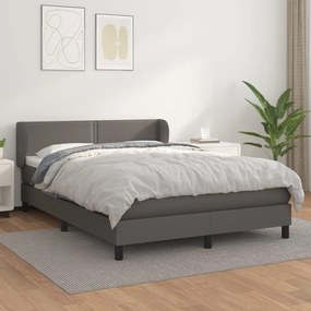 vidaXL Cama com molas/colchão 140x190 cm couro artificial cinzento