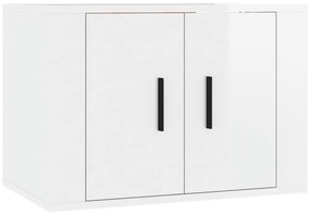 5 pcs conjunto móveis de TV madeira processada branco brilhante