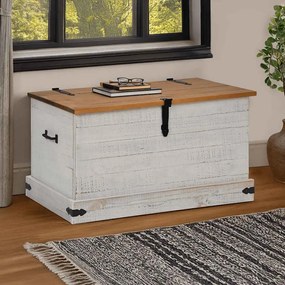 Caixa de arrumação HALDEN 91x48x47 cm pinho maciço branco