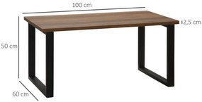 HOMCOM Mesa de Centro Retangular Mesa de Centro Estilo Industrial com Bancada de Madeira e Estrutura de Aço para Escritório Estúdio 100x60x50cm Madeira e Preto