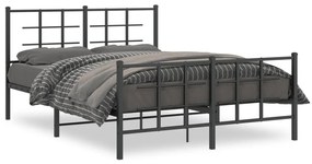 vidaXL Estrutura de cama com cabeceira e pés 135x190 cm metal preto