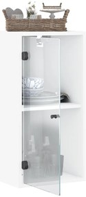 Armário de parede c/ portas de vidro 35x37x68,5 cm branco