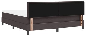 Cama Box com Colchão e LED Castanho Escuro 180x200 cm Tecido