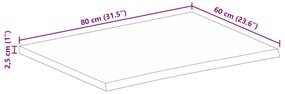 Tampo de mesa c/ borda viva 80x60x2,5cm mangueira áspera maciça