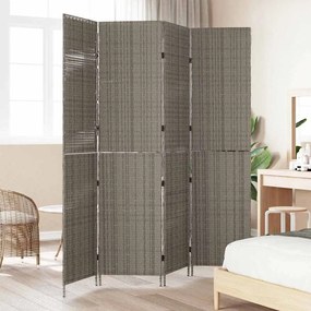 Divisória de Sala vidaXL 4 Painéis Dobrável Cinza 195x180 cm Poliratan