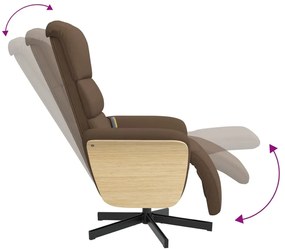 Cadeira de massagens reclinável c/ apoio de pés tecido castanho