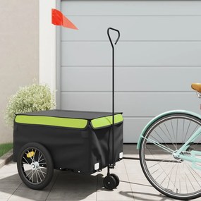 vidaXL Reboque para bicicleta 45 kg ferro preto e verde
