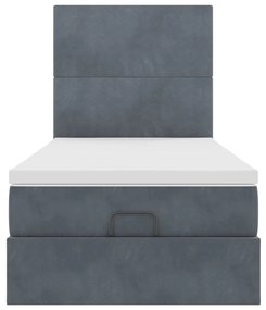 moldura de cama otomana vidaXL com colchões cinza escuro veludo