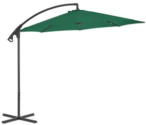 vidaXL Guarda-sol de jardim cantilever c/ poste de aço 300 cm verde