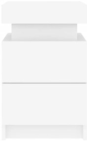Mesa de cabeceira com luzes LED 35x39x55 cm branco