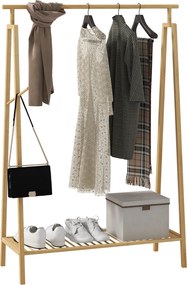 Guarda roupa aberto em bambu, em madeira com prateleira para sapatos, 110 x 42 x 152 cm