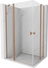 Mexen Mist Duo cabine de duche com porta de abrir 95 x 90 cm, transparente, cobre escovado - 8A4-095-090-65-00