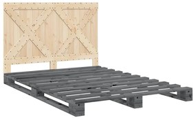 Estrutura de cama com cabeceira 140x200 cm pinho maciço cinza