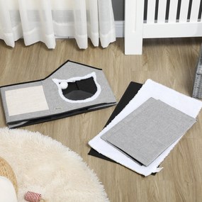 PawHut Casa para Gatos Cama para Gatos Interior com Almofada para Arra