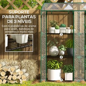 Estufa de Jardim de 3 Níveis Estufa de Terraço com Prateleiras Teto In