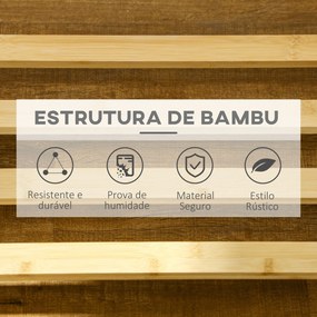 Suporte para Cabides de Bambu com Rodas Porta Cabides Multifuncional com 6 Ganchos Barra e Prateleira para Corredor Entrada Dormitório 100x37x191 cm M