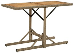 Mesa de jardim madeira de acácia maciça e vime PE bege