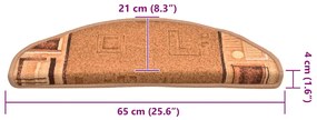Tapetes de escadas adesivos 5 pcs 65x21x4 cm bege