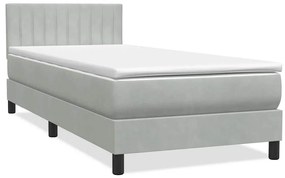 Cama com molas/colchão cinzento-claro 80x210 cm veludo