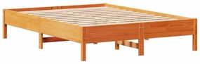 Cama sem colchão 140x190 cm pinho maciço castanho-mel