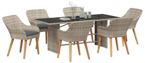 Conjunto de Jantar para Exterior 7 pcs Cinzento-claro
