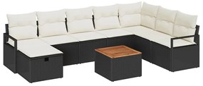 Conjunto de Sofá de Jardim de 9 Peças com Almofadas de Rattan Sintétic