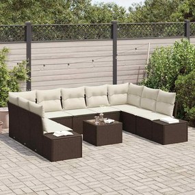 Sofá de Jardim 9 Peças com Almofadas Cinza em Rattan Sintético