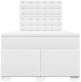 Cama boxspring com colchão 120x190 cm couro artificial branco