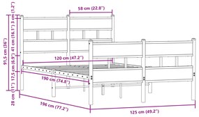 Cama sem colchão com cabeceira e pés 120x190 cm