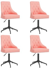 vidaXL Cadeiras de jantar giratórias 4 pcs veludo rosa