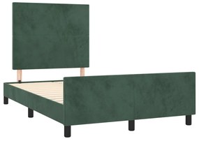 Estrutura de cama sem colchão 120x200 cm veludo verde-escuro