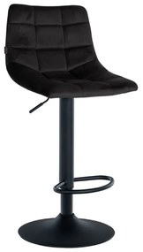 Banco de bar Jerry em veludo com estrutura preta 87-108,5 x 43 x 46,5 cm Preto