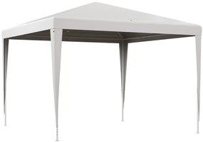 Outsunny Tenda de Jardim Desmontável Tenda para Exteriores com 4 Orifícios de Drenagem e Tubo de Aço 293x293x252 cm Branco | AOSOM Portugal