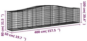 Cestos gabião arqueados 5 pcs 400x50x80/100cm ferro galvanizado