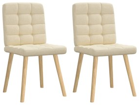 Cadeiras de jantar 2 pcs tecido cor creme