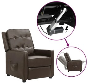 vidaXL Poltrona elevatória couro artificial brilhante castanho
