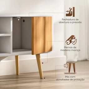 Móvel de TV com 2 Prateleiras de Armazenamento e Armário para Televisores até 55 Polegadas 110x40x50 cm Branco e Madeira