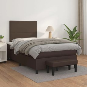 vidaXL Cama com molas/colchão 120x200 cm couro artificial castanho