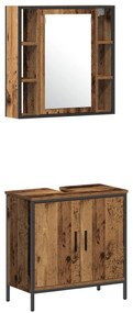 Conjunto de Móveis para Casa de Banho 4 Peças Madeira Envelhecida Made